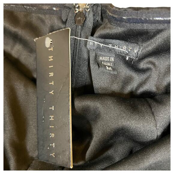 Thirty Thirty Mini Short Black Dress Satin Bow Front Party Semi Formal Strapless - Picture 2 of 7